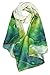 Elegna Women 100% Silk Art Collection Scarves (Green Lotus)