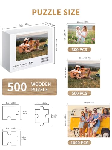 Custom Photo Puzzle 120/200/300/500/1000/1500 Pieces, Personalized Jigsaw Puzzle with Your Own Picture, Customized Puzzle Gift for Lovers, Friends, Birthday, Wedding (500 Piece Horizontal)