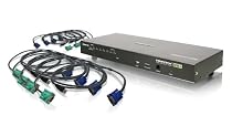 IOGEAR 8-Port USB PS/2 Combo VGA KVMP Switch with USB KVM Cables, GCS1808KITU