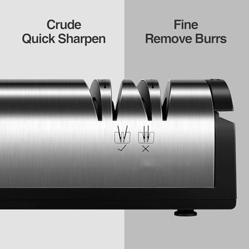 Professional 2-Stage Electric Knife Sharpener with Scissors Sharpener & Metal Dust Collection Box,Stainless Steel,Quick Sharpening & Polishing,Kitchen Sharpener for Home Chefs & Cooking Enthusiasts