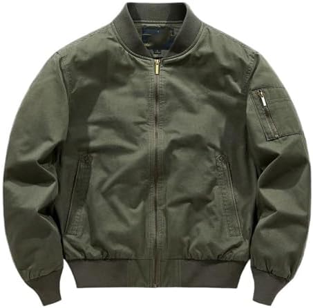 DYYLZYJ Mens Bomber Jackets Fall Winter Cotton Zip Up Army