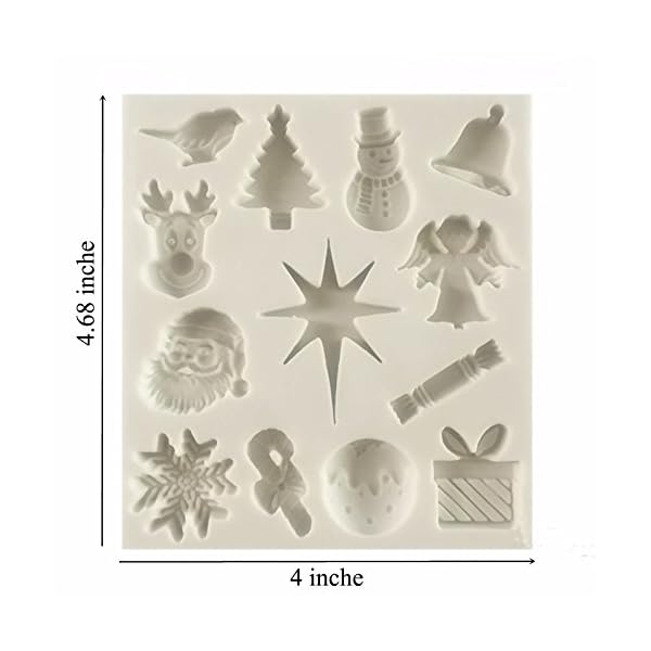 Efivs Arts Christmas tree/Santa Claus/Elk/Snowflake/Bell/Christmas Gift Shaped Fondant Silicone Mold Sugar and Gum… - Image 3