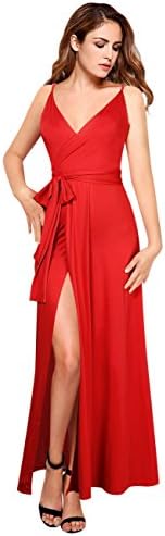 GlorySunshine Women's Vintage Split Side Adjustable Straps Beach Evening Midi Dresses