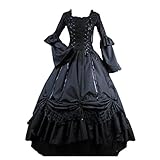Fantasy_Outlet Black Square Collar Gothic Victorian Prom Dress
