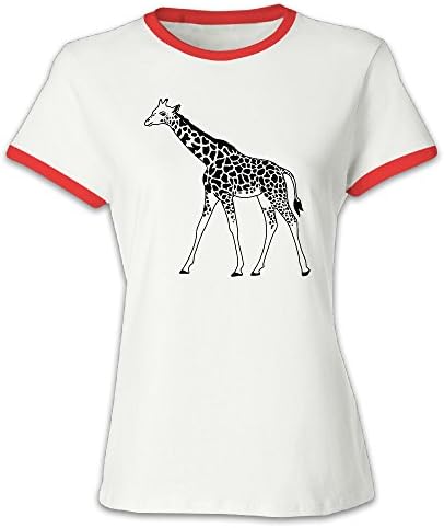 Women's Giraffe Baseball Tee Shirt Red