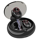 True Wireless Earbuds, Hzrfun V5 Bluetooth Mini in-Ear Earphones 24H Stereo Sound Cycle Playtime with Charging Case for Sports, Built-in Microphone, Compatible with iOS ＆ Android (Black)
