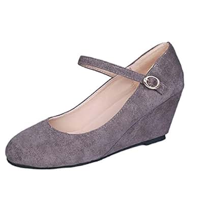 Amazon.com | Woman Plus Size Wedge Shoes - Pure Color Or