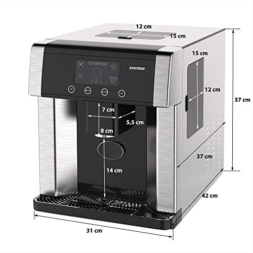 Syntrox Germany Digitaler Eiswürfelbereiter mit Eiswasserfunktion Eiswürfelmaschine IC-150W LCD Turku – Bild 6
