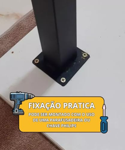 Cannes Pés de Mesa Industrial, 75 cm, Aço Carbono Preto Fosco, Alta Resistência, Suporta 80 kg por Unidade, Conjunto com 4