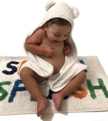 Set of Two Baby Bamboo Hooded Towels with Bear Ears for Infants, Toddlers and Kids. Organic and Hypoallergenic. Size 30x30