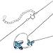 Heart Butterfly Sterling Silver Swarovski Elements Crystal Necklace Earring Matching Womens Girls Jewelry Set, Great for gift, brithdays, present