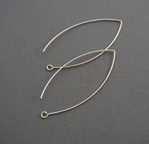 10pcs Sterling Silver Ear Wire Elegant Drop Earring Hooks Earwire Connectors 40mm (Thin Wire ~ 0.5mm) for Earrings Jewelry Making SS248