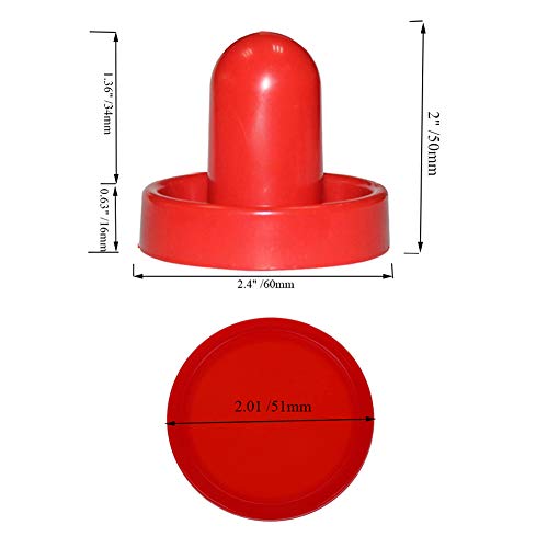 DoubleWood Air Hockey Pushers and Red Air Hockey Pucks Great Goal Handles Paddles Replacement Accessories for Game Tables (Diameter 2.4"/60mm) - Thumbnail 5