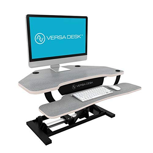 VersaDesk Power Pro Corner - 36" Electric Height-Adjustable Standing Desk - Sit to Stand Desktop with Keyboard and Mouse Tray - Gray - Thumbnail 7
