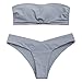 ZAFUL Women Knot Padded Triangle Bottom Bandeau Strap Wrap Bikini Set Bathing Swimsuit