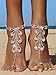 Bellady Ladies 2 PC Sparking Foot Anklet Chain with Rhinestone Bride Bridesmaid Beach Wedding Foot Jewelry for Woman Toe Ring Bracelet, Silver Style 2