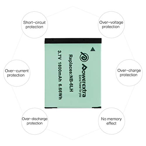 Powerextra Upgraded 2 Pack Replacement Canon NB6LH NB6L Battery