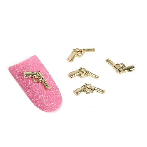 10PCS 3D Golden Gun Design Alloy Nail Art Decoration DIY Nail Art Decorations