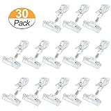 Plastic Rotatable Sign Clips Merchandise Sign Clip Display Clip Holder Stand, Clear (30 Pack, 8 cm Wide)