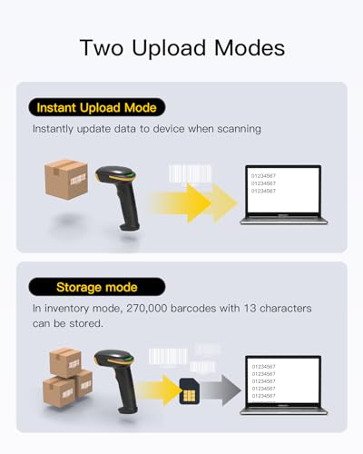 Inateck BCST-21 Wireless 1D Barcode Reader, 3 in 1 Barcode Shower Compatible with Bluetooth and 2.4GHz Wireless and USB Wired, 2000mAh with APP and SDK, for Android iOS PC, BCST-21