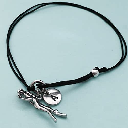 Scuba diver cord bracelet, scuba diver charm bracelet
