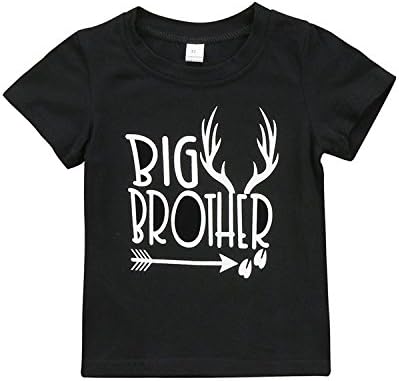 Newborn Baby Boy Sibling Big Brother Shirt Little Brother Romper Deer Outfit Clothes (Big Brother, 100/3-4Y)
