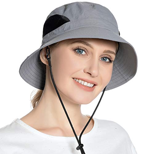 Muryobao Women Ponytail Sun Hat Wide Brim Summer Shade Hats Outdoor UV Protection Packable Mesh