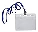 50pack Name Tags Badge Holder with Lanyard Horizontal Waterproof Plastic Id Card Holder Lanyards Nametags for desks Kids School Camp Field Business Trade Event Name Tag Lanyards Badge Holders (Blue)