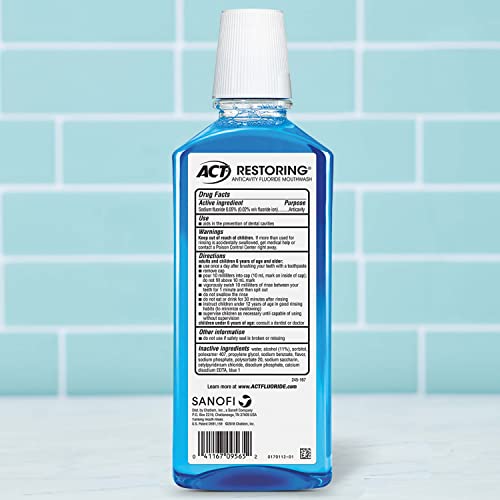 ACT Restoring Fluoride Mouthwash 18 fl. oz. Strengthens Tooth Enamel