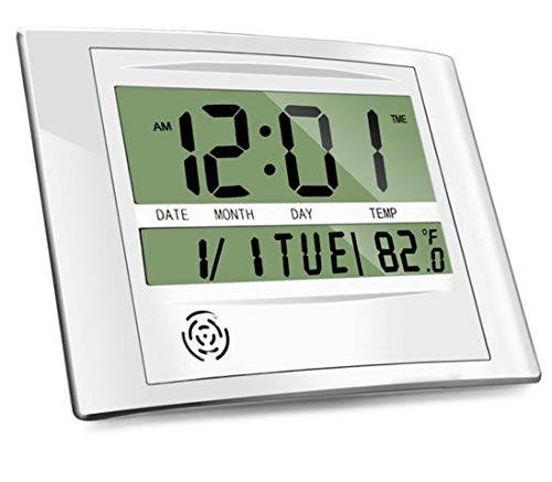 HeQiao Brushed Aluminum Digital Wall Clocks (Luxury Silver)