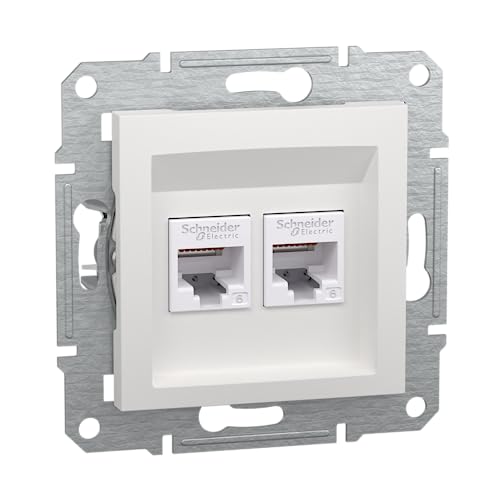 Schneider Electric Asfora EPH4870121D RJ45 Cat.6e Flush-Mounted 2-Way Network Socket Data Socket IDC White