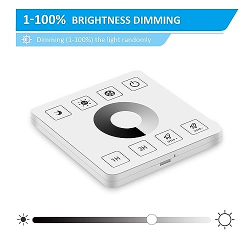 TERRIFI RF Wall Mounted LED Wall Controller, Touch Panel Dimmer Controller for Single Color LED Strips, Suitable for DC5V/12V/24V 30A Systems, Effortlessly Adjust Brightness