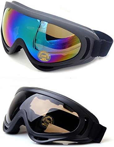 OutDiret 2 Pack UV400 Ski Goggles Snowboard Spherical Protection Anti-fog Detachable Mirror Lens for for Riding Motorcycle Bikes Skiing Brown & Colorful