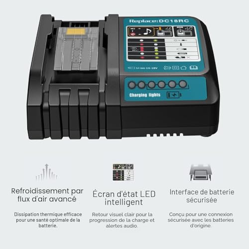 Waitley DC18RC Charger for Makita 14.4V ~ 18V Battery BL1860B BL1860 BL1850B BL1850 BL1840B BL1840 BL1415 BL1430