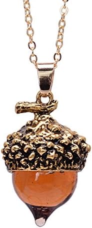 Ziaxa(TM) SEDmart 2016 Acorn Top Pendant Antique Bronze Silver Gold Color Water Drop Glass Acorn Oak Pendant Necklace For Women Gift