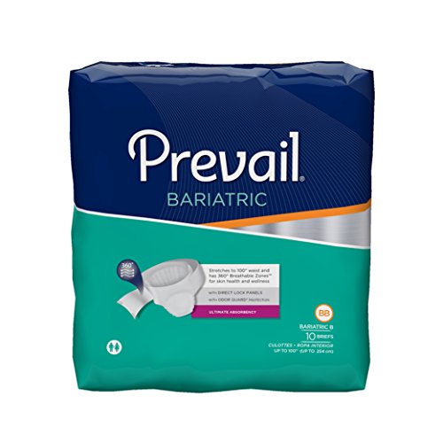 Prevail Bariatric Ultimate Absorbency Incontinence Briefs, Size B, 10 Count