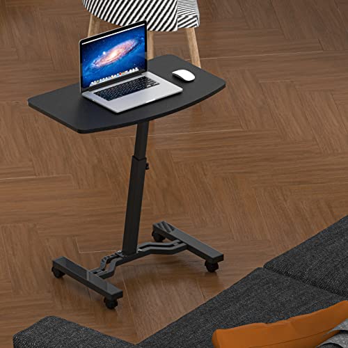 SHW Height Adjustable Mobile Laptop Stand Desk Rolling Cart, Height