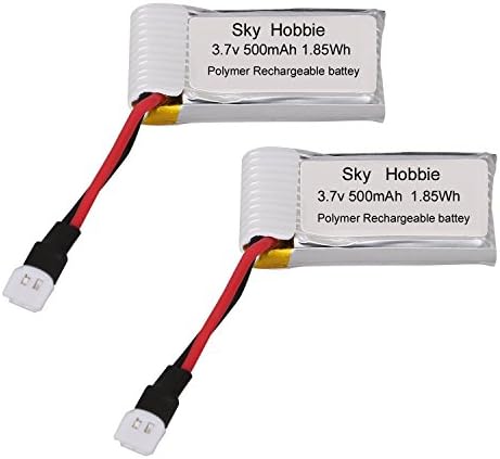Sky Hobbie 2 Pcs 3.7V 500mAh Rechargeable Li-Po RC Drone Batteries for USA Toyz UFO 3000 LED Quadcopter Drone Toy