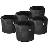 iPower 3-Gallon 5-Pack Grow Bags Fabric Aeration Pots Container with Strap Handles for Nursery Garden and Planting(Black)