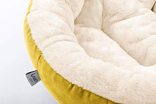 Love's cabin Round Donut Cat and Dog Cushion Bed, 20in Pet Bed for Cats or Small Dogs, Anti-Slip & Water-Resistant Bottom, Super Soft Durable Fabric Pet beds, Washable Luxury Cat & Dog Bed Yellow - Thumbnail 4