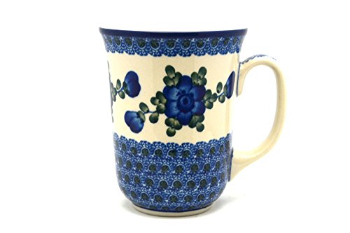 Polish-Pottery-Mug-16-oz-Bistro-Blue-Poppy Polish Pottery Mug – 16 oz. Bistro – Blue Poppy