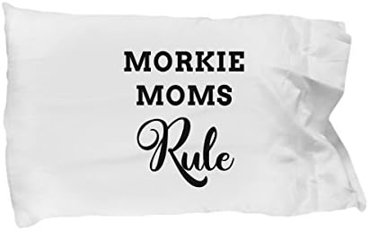 Morkie Mom Pillow Case, Great Pillowcase Gifts for Moms Who Rule, White Microfiber Pillow Cover