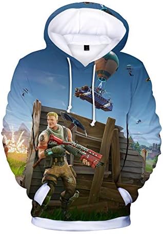 YLYX 3D Printing Game Cartoon Hooded Sweater Hoodie Loose Version Gifts for Boys Girls Kids Jacket with Hat Long Sleeve Plus Velvet Leisure Winter Sports Coat Cotton7 8 9 10 11 12 13 14 15,F1,XS