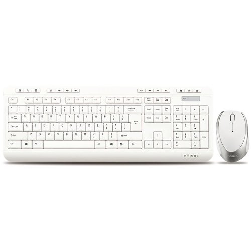 Bornd Water Resistant Wireless Keyboard and Mouse Combo (M510S WHITE)