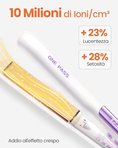Faszin Professional Titanium Hair Straightener 30 mm 2 in 1 | Fast heating 20s, ionic anti-frizz technology, NTC sensor, dual voltage, ideal for thick hair or on the go