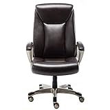 Amazon Basics Bonded Leather Big & Tall Executive Office Computer Desk Chair, 350-Pound Capacity - Brown