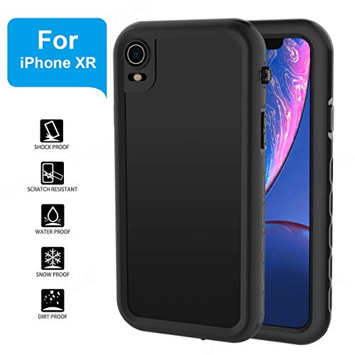 EFFUN iPhone Xr Waterproof Case, IP68 Certified Waterproof Shockproof Snowproof Dirtproof Fully Sealed Underwater Cover with Built-in Screen Protector for iPhone Xr (6.1 inch) Black