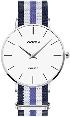 SINOBI Brand Men's Multicolor Sports Quartz Watches Nylon Strap Waterproof Simple Males Clock Gift Wristwatch For Boys(Middle Purple)