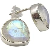 SilverStarJewel 925 Solid Silver Rainbow Moonstone Earrings 0.4