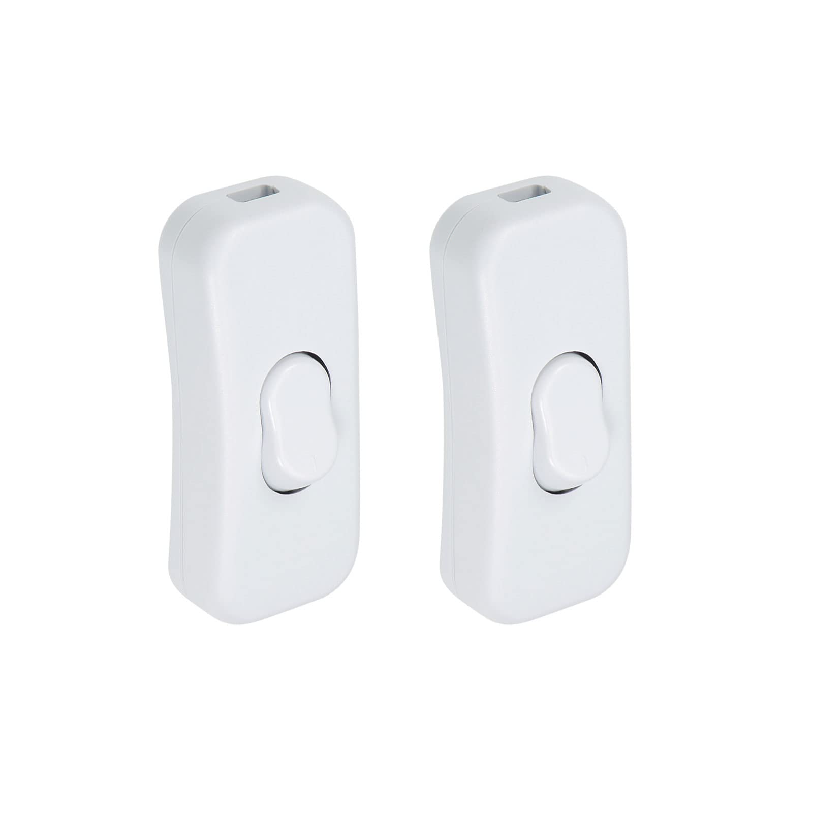 Rebower Inline Cord Switch AC 250V 2A 500W On/Off Rocker Control Switch, [for Lamp, Desk Lighting] - 2.5x1.1 Inch/White/2 Pcs